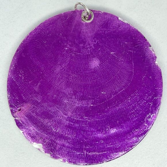 Purple Large Shell Disc Upcycled Pendant - Picture 1 of 9